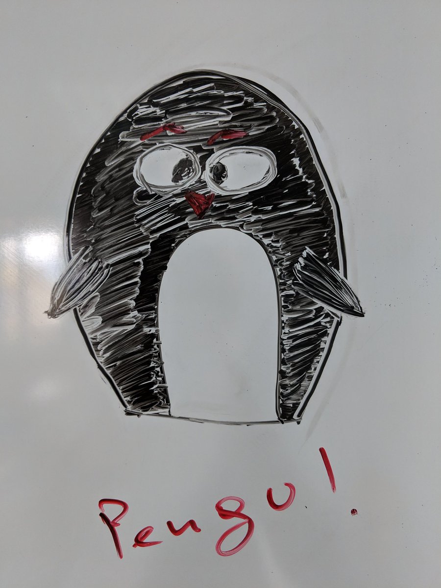 Vehkiya's tweet photo. @suuuoppp Penguins are birds too. Even those doodled with marker on a whiteboard. https://t.co/PplBS3dva1