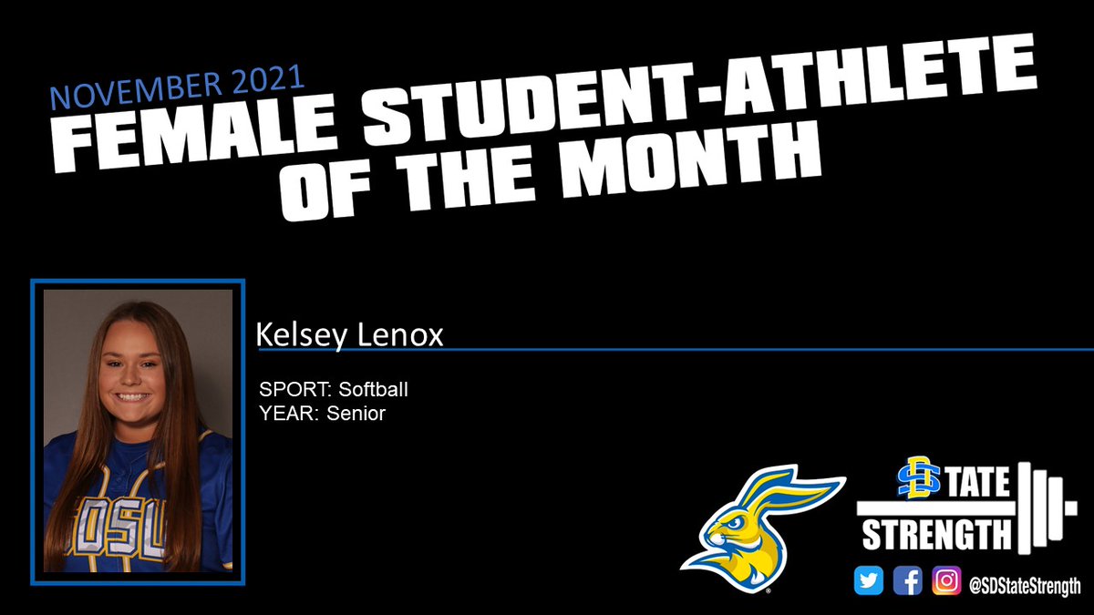 SDStateStrength's tweet photo. Better late than never...

Quick s/o to @kelseylenox (@GoJacksSB) &amp; @muziq_maniak (@GoJacksTFXC) on being named @SDStateStrength student-athletes of the month for November. #STATEbuilt #STRONGjacks https://t.co/LSsrWk6W1I