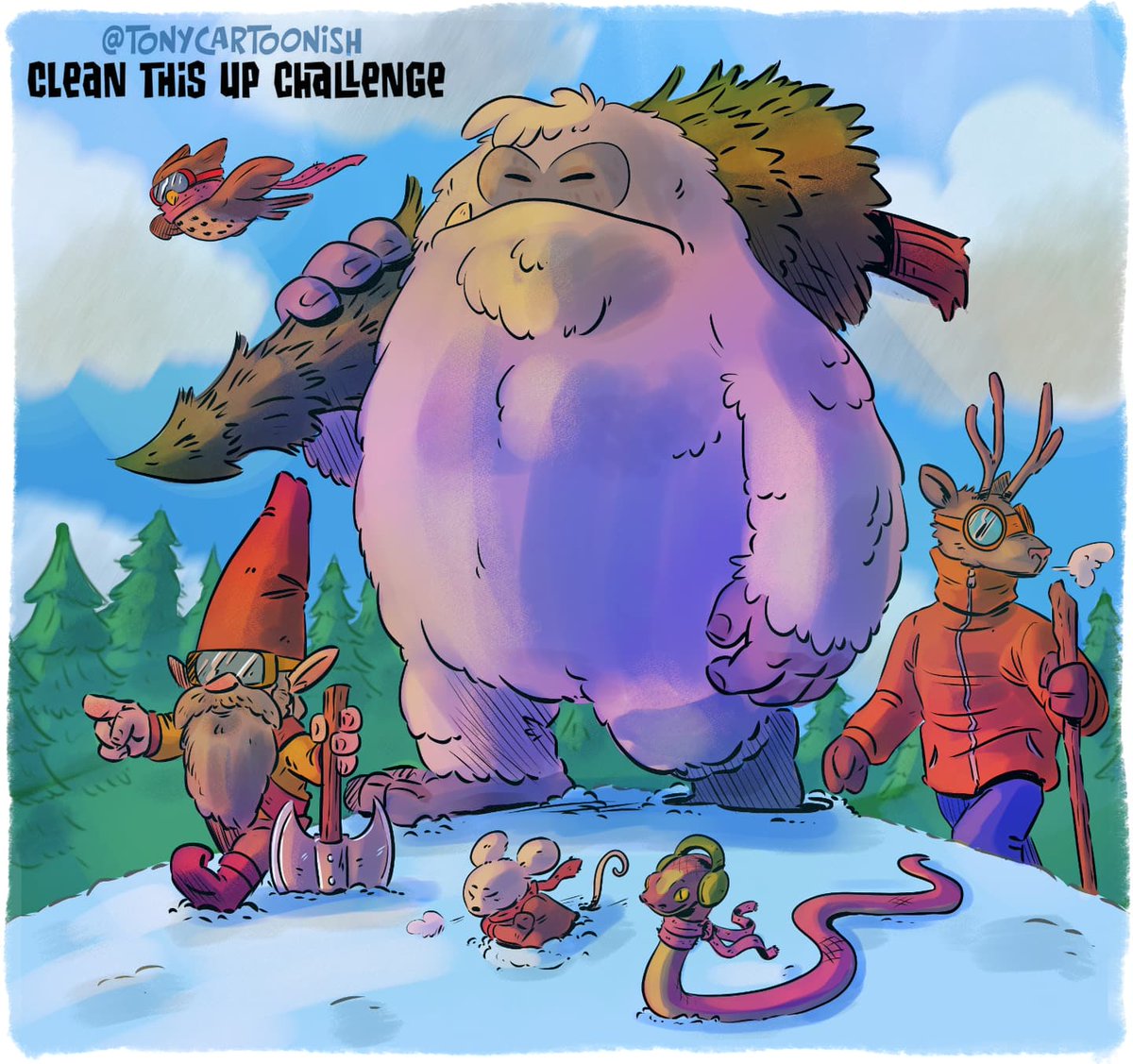 barcswow's tweet photo. Always have to have a crack at the latest #tccleanthisup by @tonycartoonish really fun design to ink and colour! Swipe for the original piece and for a #timelapse #tonycartoonish #fanart https://t.co/aXEYGPheFu