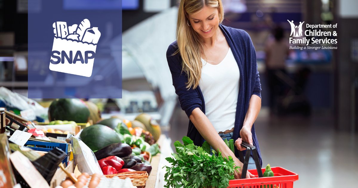 LouisianaDCFS's tweet photo. #GetSNAP The Supplemental Nutrition Assistance Program (SNAP) provides monthly benefits that help eligible low-income households buy the food they need for good health. Details at https://t.co/m6yku1ekOz. https://t.co/EiEFwQQ4z3