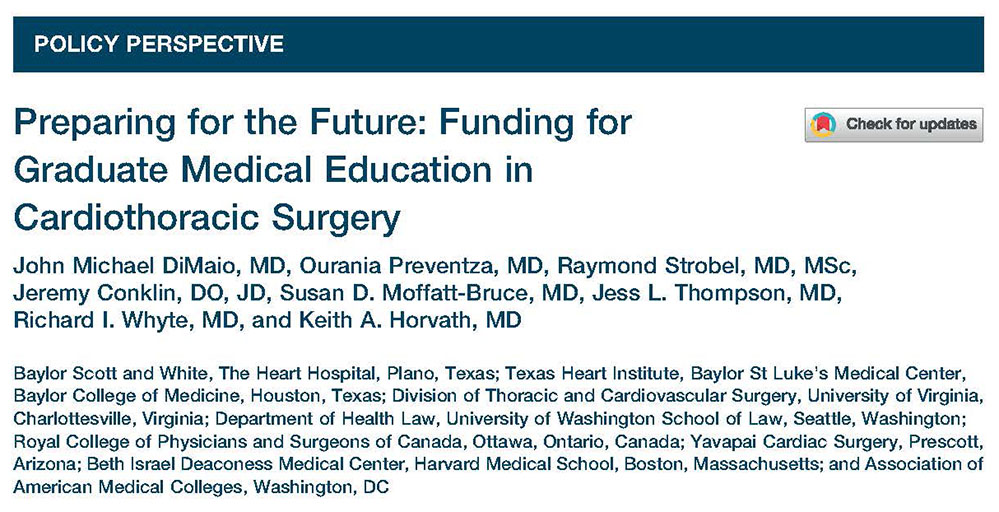 annalsthorsurg's tweet photo. #PolicyPerspective from DiMaio et al on Preparing for the Future: Funding for Graduate Medical Education in Cardiothoracic Surgery: https://t.co/QgvGue2yE1 #TSSMN @OPreventzaMD @R_Strobes @smoffattbruce1 https://t.co/dTCDaFtUMu