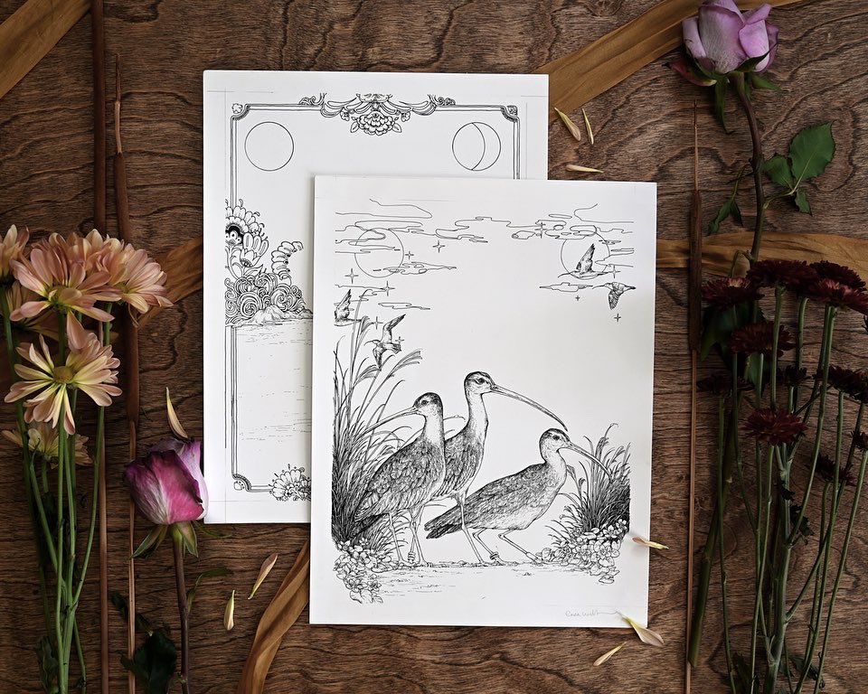 ☀️ The original ink pieces for Sommar. Both the original drawings and limited edition prints will be available in my shop tomorrow ☀️ 