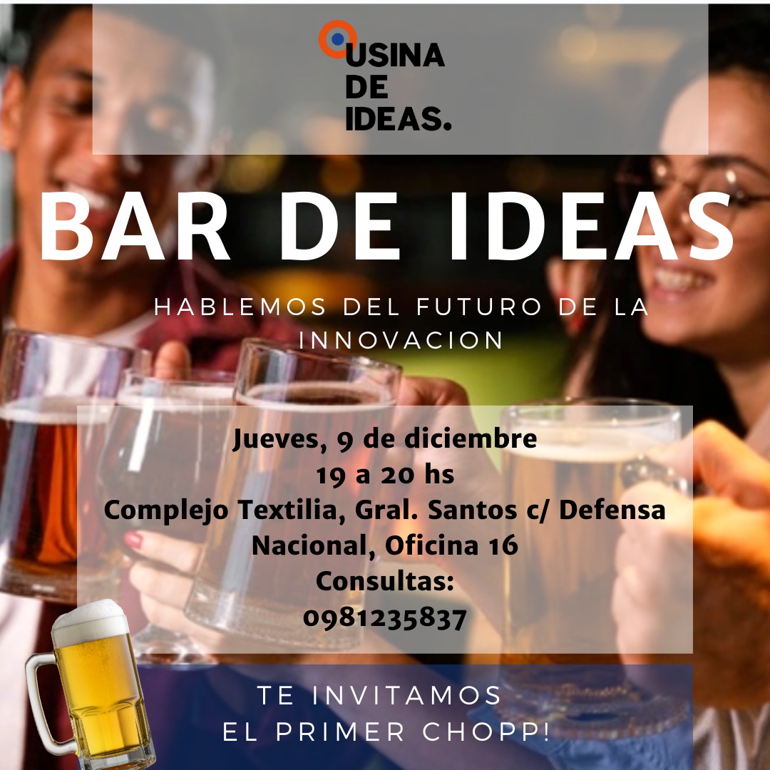 GENParaguay's tweet photo. Post #GEW2021 #GEWPY2021
BAR DE IDEAS
¿Quién dijo que las ideas para cambiar el país no se pueden gestar en el bar?🍻🇵🇾
¡Te esperamos con unas frías para hablar del Paraguay que soñamos y de qué manera lo vamos a conseguir!
Tu primer chopp gratis: https://t.co/ZlYuk0iIA8 https://t.co/749RGVJbtg