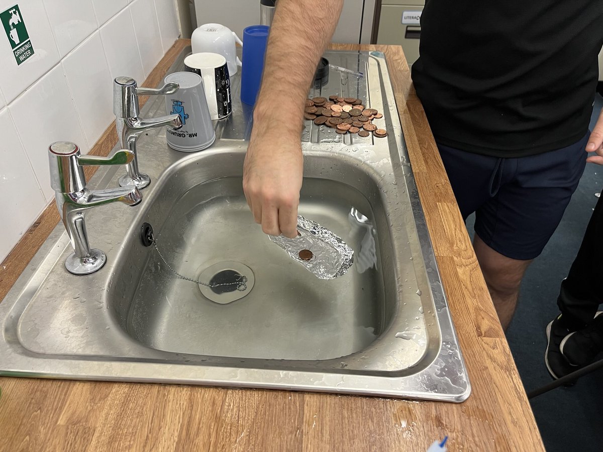 pe_stchris's tweet photo. @MrHayesDCF and his class discovered how to make boats out of foil. Then they added coins as weight to see how long they would float. Well done Criccieth. Ship building at it’s best. https://t.co/4UbcFlafKd
