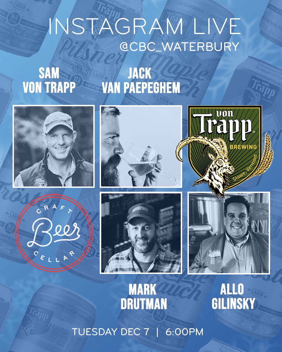 vonTrappBrewing's tweet photo. The countdown is on! Grab a beer and listen in. @cbc_waterbury @craftbeercellar @vontrappbrewing go live at 6pm!
#letstalkbeer #instagramlive #craftbeertalks #trappfamily #Vermontcraftbeer https://t.co/G5P6Rf5Ftv