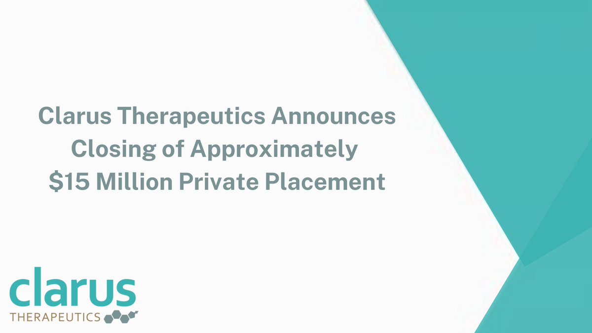 We're excited to announce the closing of our $15 million private placement: bit.ly/3Eyp9d3. #ClarusThera #menshealth $CRXT