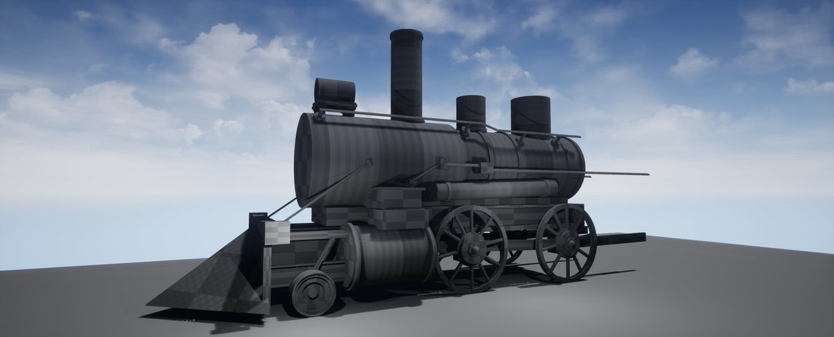 Nicholson_Games's tweet photo. Been working on my western level for Uni , Steam train done ! Just got the carriages left to do. Built in UE4 using good old Geometry! Converted to Static! 😀#gamedev #UnrealEngine #leveldesign #trains https://t.co/X094RNBfXX