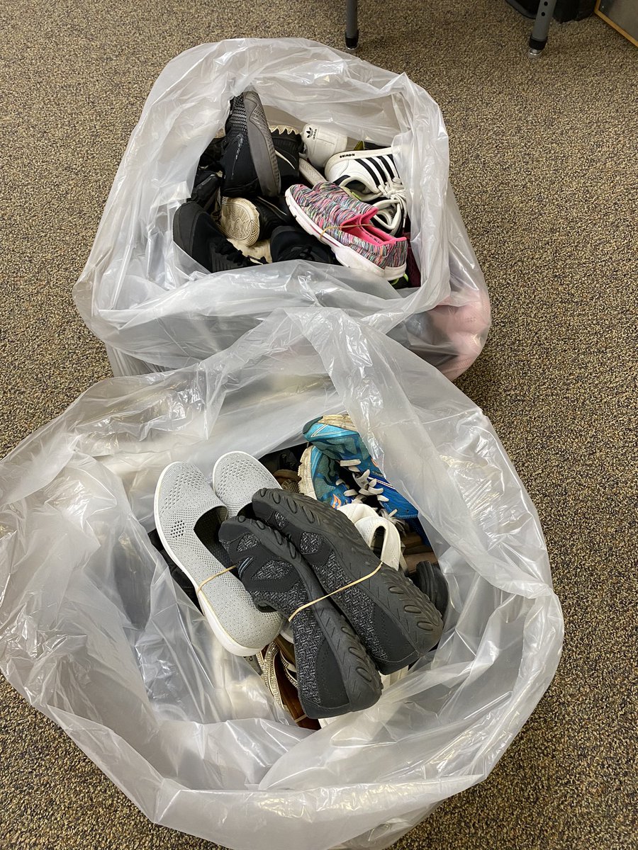 Our shoe drive is under way and look 👀 at all the shoes that have already been donated.  Carver kids and families are the best!  ☺️♥️ #tweetingtuesday #shoelove #gwcstrong <a href="/Satothaburr/">Satotha Burr</a>