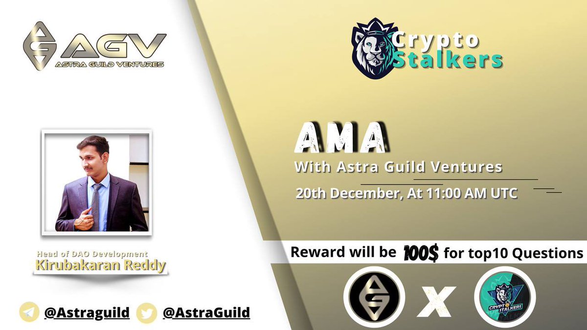 Zain_Onchain's tweet photo. 📢 We're thrilled to announce our next #AMA with @AstraGuild on 20th dec at 11:00 AM UTC

💰 Reward Pool: 100$
📍 Venue: https://t.co/4koyOUE3q5
〽️ Rules:
✅ Follow @StalkersCrypto &amp; @AstraGuild 
✅ Like &amp; Retweet
✅ Comment Questions &amp; Tag 3 Friends with BEP20 address https://t.co/exi4PYWL24
