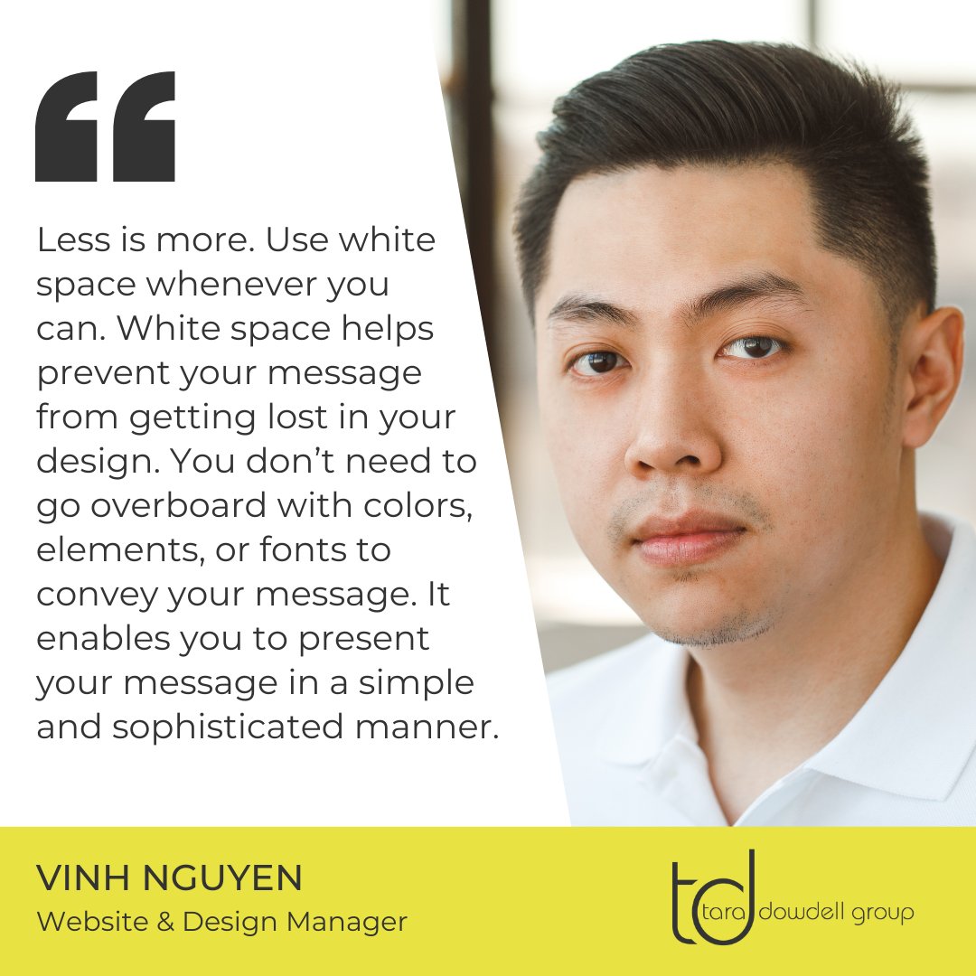 TaraDowdellGrp's tweet image. Effective graphic design can be what sets you apart from other professionals in your industry. Here's some insight from our Website &amp;amp; Design Manager, Vinh, on the importance of keeping the message centerstage. #designtips #simplebuteffective
