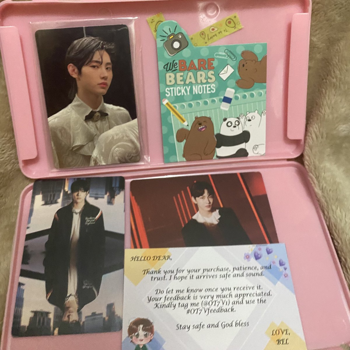 afeverpeach's tweet photo. 💌 #jimails
📬 @OT7V1 

my naver broadcast pcs are home! thank you as always, Bel! always a pleasure transacting with you, i look forward to more budols from one of my favourite GOMs! 💜 

#OT7Vfeedback https://t.co/AcgMC6Dzza