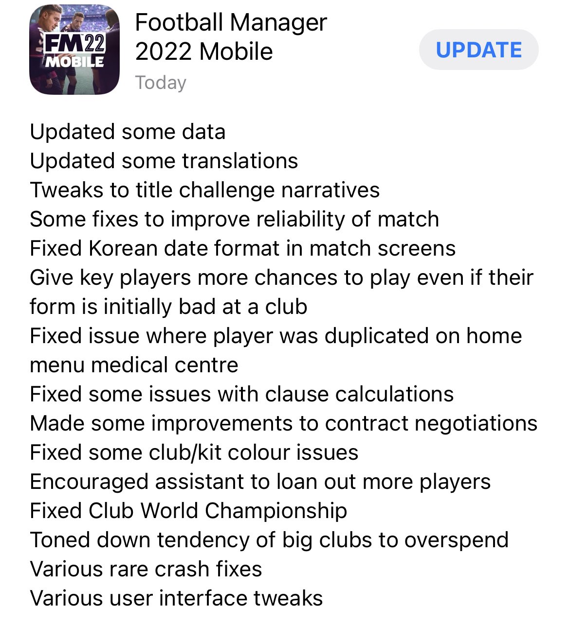 FM24 Mobile on X: ⭐️ New update for Football Manager Mobile 2022 ⭐️   / X