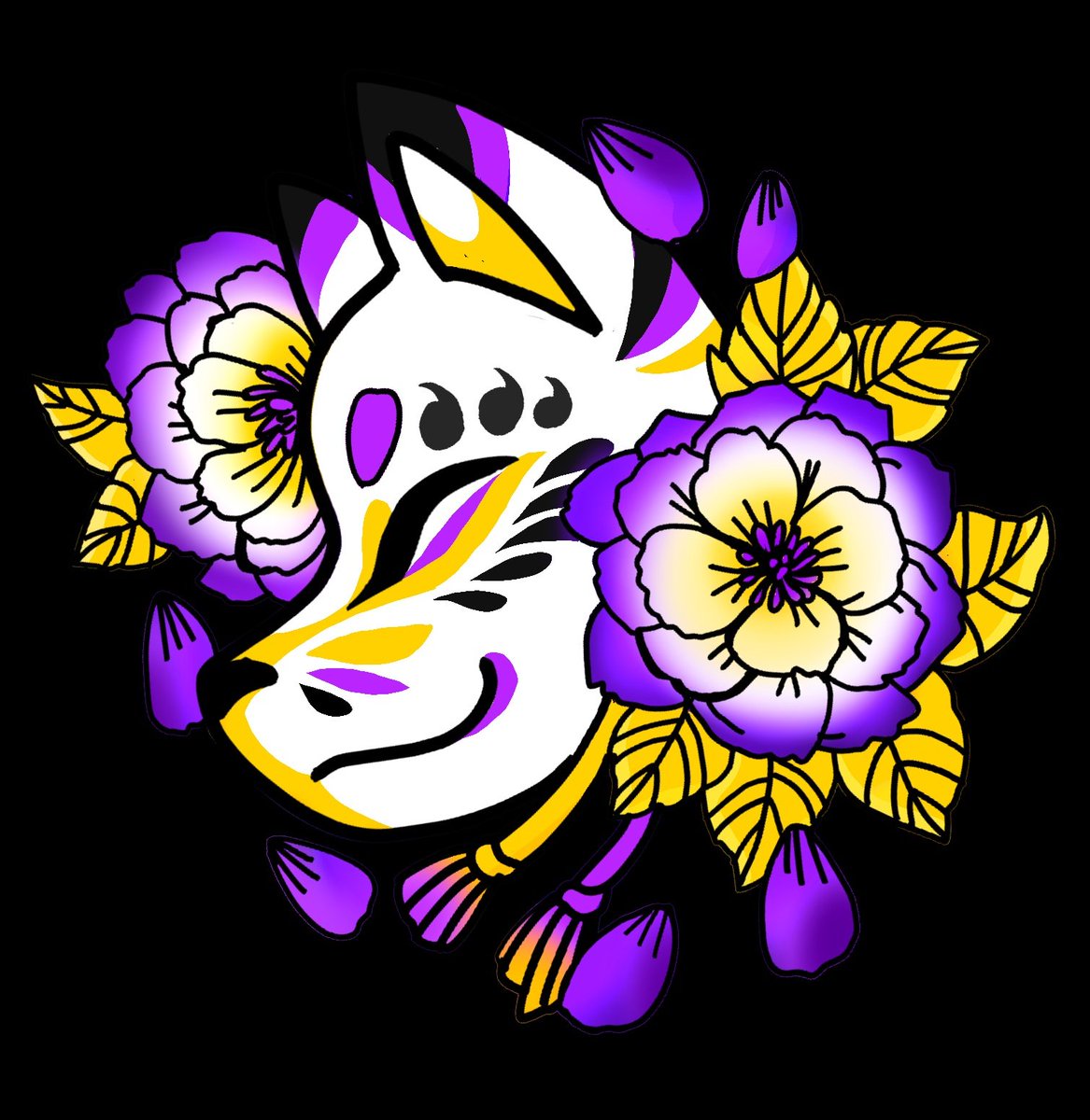 memokuart's tweet photo. Non-binary kitsunemask! 
🖤💜🤍💛

#nonbinary #kitsunemask #foxmask #nonbinaryflag #memoku #memokuart https://t.co/puwwLCQfsz