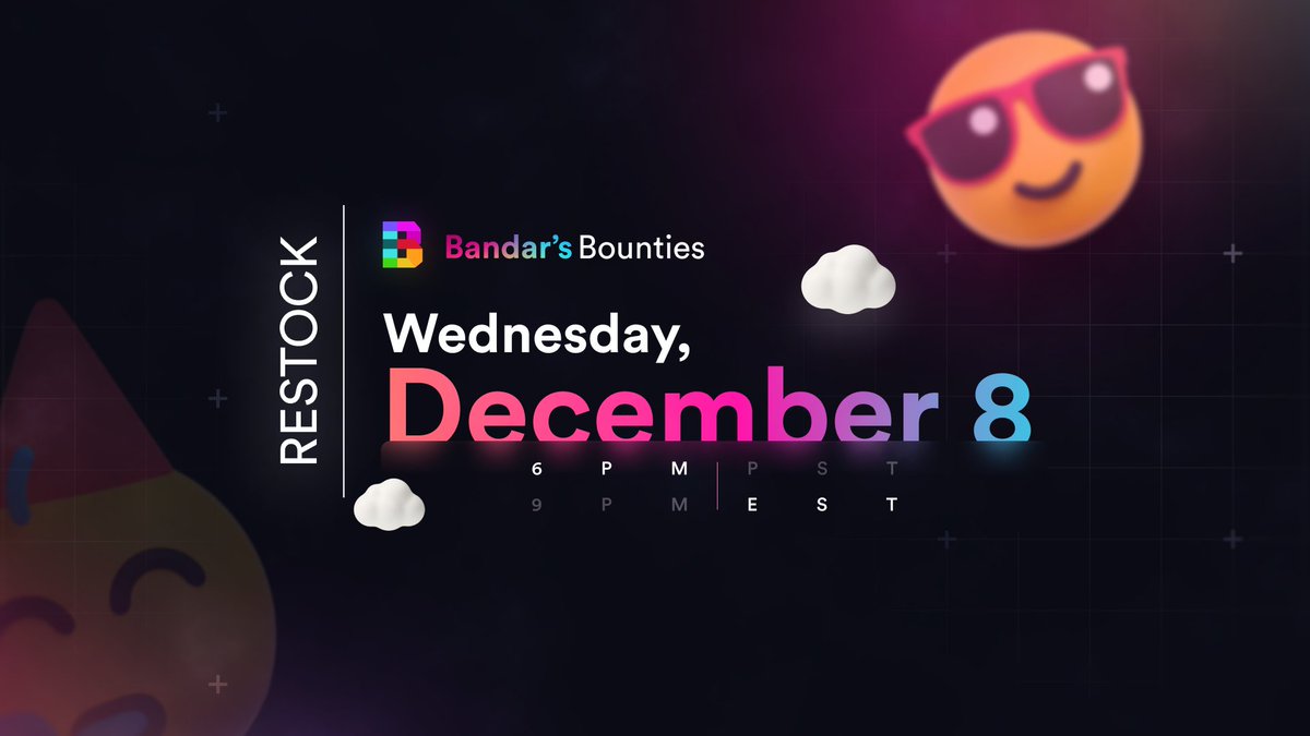 December Restock Info! ❄️ Mark your calendars for Wednesday, Dec 8 @ 6pm pst! 🎅 We just had an INSANE Cyber Monday & Glitchmas is just around the corner. 🛷 Bandar's Bounties members are prepared for ANY glitch or price mistakes that may come up... Are you? See you then. 👋