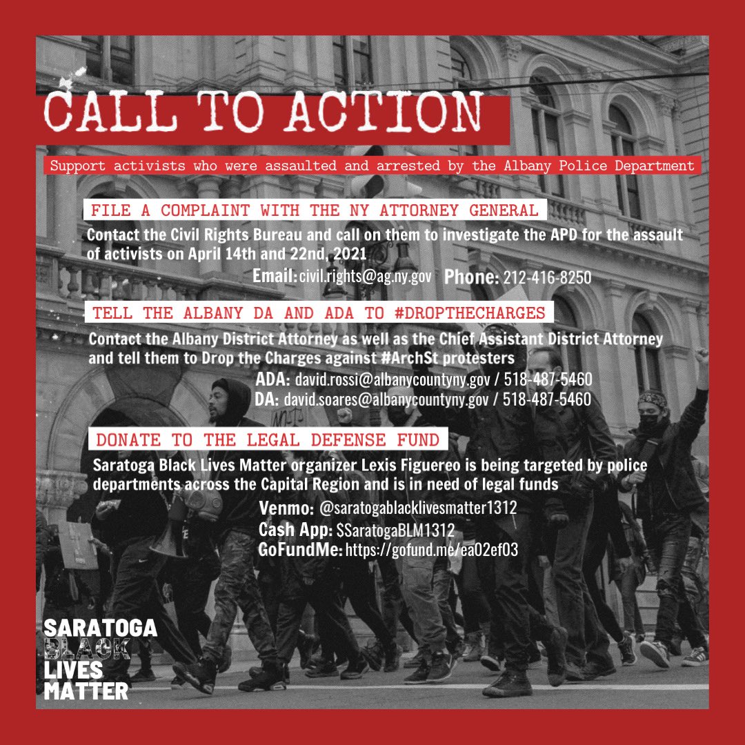 SaratogaBLM's tweet photo. In the coming weeks we will be posting about #ArchSt, the abuse of power from the Albany Police Department, and calling for the Albany DA’s office to #DropTheCharges against Lexis Figuereo https://t.co/lDSNmCMkfs