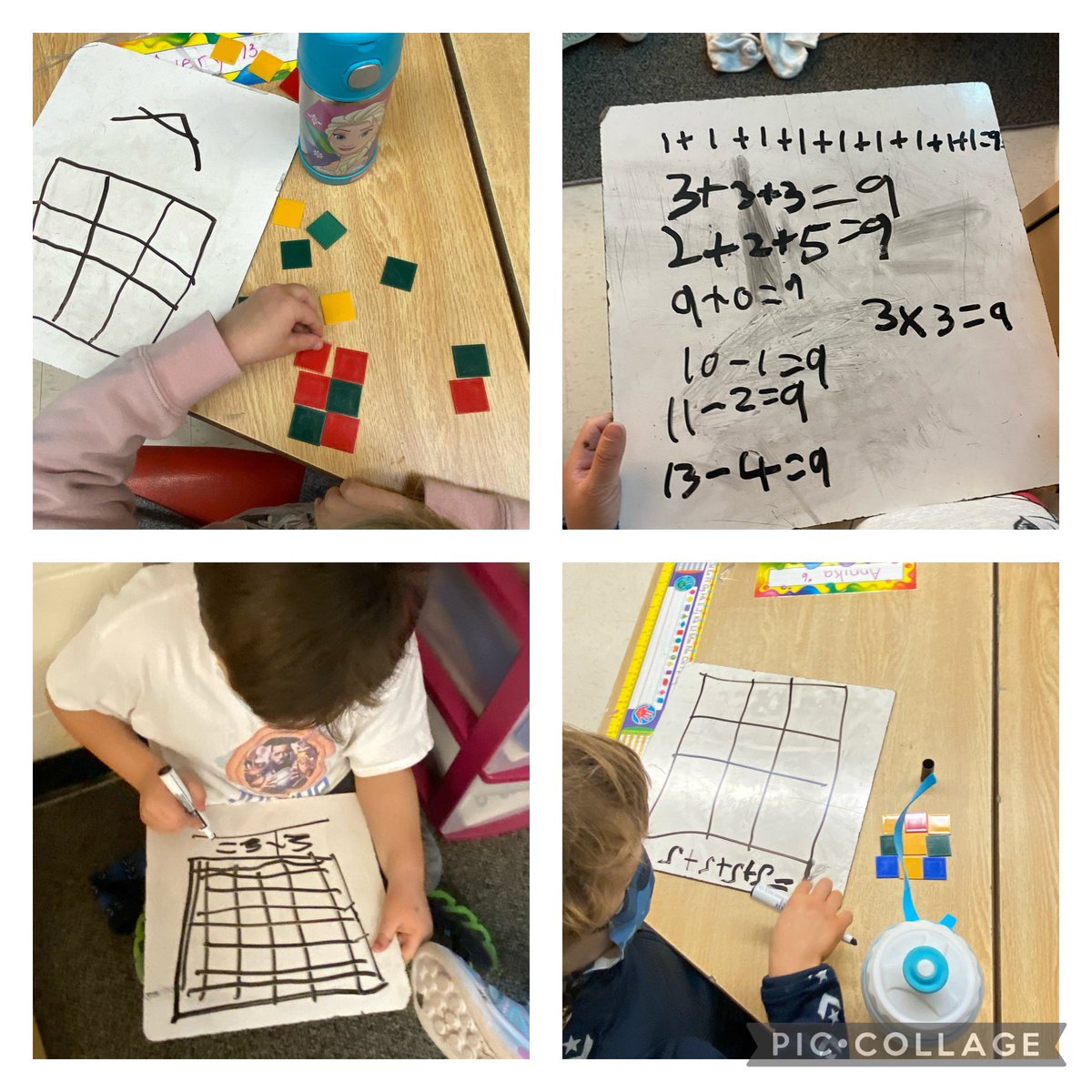 On the 4th day of Twitter, we worked to figure out how many squares there was. We saw 9 but with manipulatives we saw more- most saw up to 12.