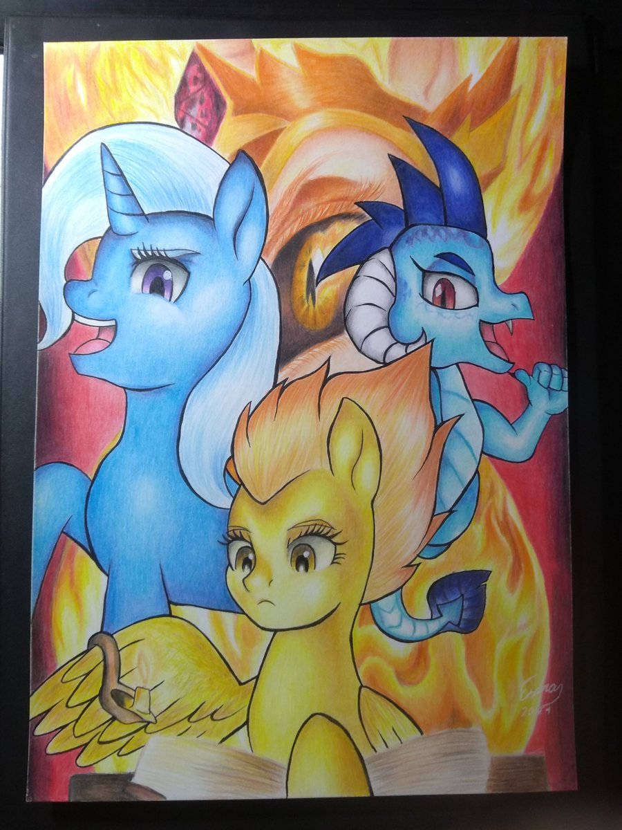 Shadowingartist's tweet photo. she is watching everything!

Materials:
XL Bristol A4 180g paper
Faber Castell Classic Colors 48 colors
Faber Castell Super Soft 50 and 24 colors
Faber Castell Multicolor (crayola) 24 colors
uni pin ink pen (0.1 and 0.3)
Uni ball white pen
#MLPFiM #brony https://t.co/Z0U2bKelzM