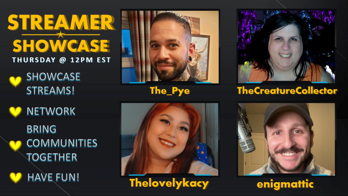 ThePyeLive's tweet photo. Excited to announce that I will be on @supermurgantro1 Streamer Showcase on Thursday at 12pm EST (5pm UK Time) Theres an amazing line up of Awesome Streamers on the show so be sure to check it out at https://t.co/Jgu93czU3y 

#twitch #streamershowcase #supportsmallstreamers https://t.co/WRMDlST5tB