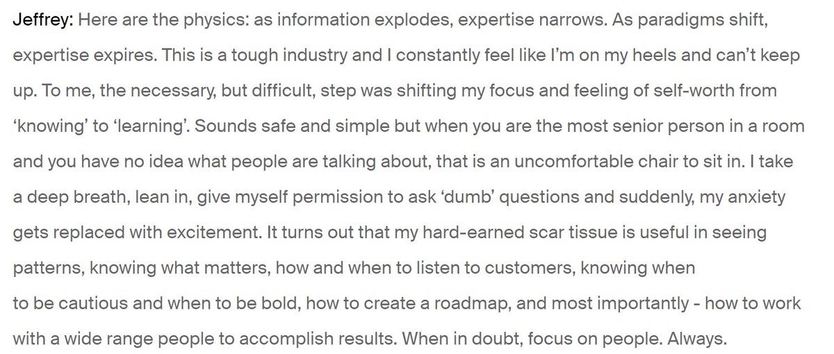 marypcbuk's tweet photo. The end of this interview with @jsnover is hands down the best (and most woo-woo new-age jargon free) description of the 'growth mindset' approach, and how it applies to people junior or senior; nicely put, Jeffrey!  
https://t.co/kpNQnmMmn9 https://t.co/xSUVpBpqdF