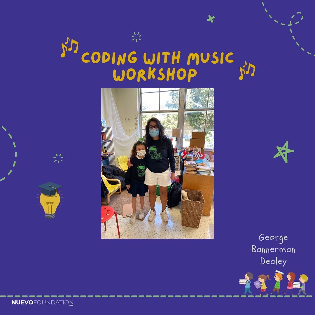 NuevoFoundation's tweet photo. Excited to share the last in person coding workshop we had with #Dealey middle school in Dallas where a class of 35 girls learned how to make music with #python 🎶 
We had a ton of fun and they got to make their own beats 🎧 while coding 💻 #anyonecancode
#csedweek 2021 https://t.co/pjho46Ktx9