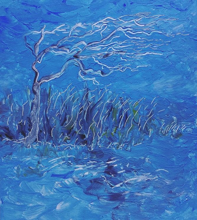 Baskostelijk's tweet photo. Tree in autumn storm #opensea #acrylicpainting #digitalartis #NFT #Amsterdam #painting @Baskostelijk https://t.co/bMEkmtiFrF