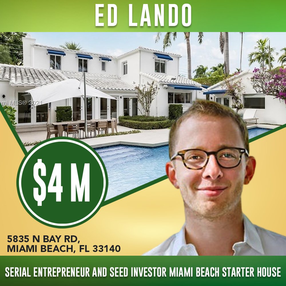 LowellVanderblt's tweet photo. #CelebrityRealEstate
Serial Entrepreneur and Seed Investor #EdLando Seeks $4 Million for Miami Beach Starter House

The four bed, four bath home was recently renovated to incorporate today’s high-end amenities, such as a chef’s kitchen with Wolf https://t.co/UDmbb7NO14
