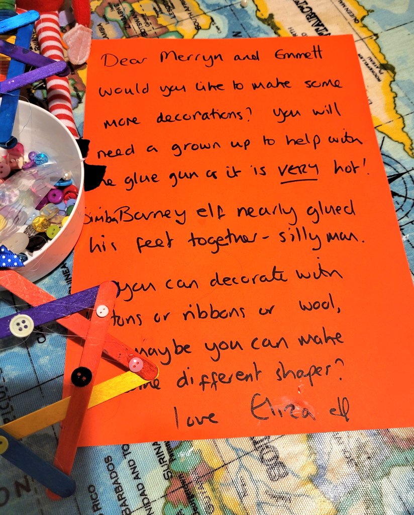 Running2staysa1's tweet photo. The elves found the glue gun... π¬π tbf they tried pva glue first, it didn't work. The dye came off the lollipop sticks ALL over my kitchen worktop, thankfully they cleaned up. Anyway am sure small will have fun tomorrow, with adult supervision... #elfactivities #crafts #mess https://t.co/HexZTpd97Y