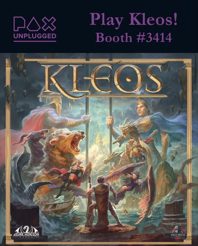 Anyone going to #PaxUnplugged this weekend?  Come say hello!  
I'll be demo'ing #Kleos at the Giga Mech Games booth (3313) and Azure Horizon booth (3414, they are next to each other) all weekend.  Can't wait!  ⚡⚡⚡ #kleosboardgame #bgg #tabletopgames