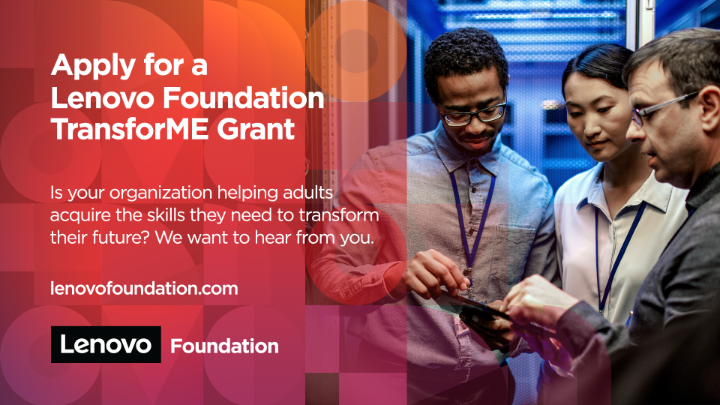 Know a deserving #nonprofit that trains adults in a new skill as part of its mission? Then encourage them to apply one of the Lenovo Foundation’s TransforME grants. Applications due Jan. 24. #WeAreLenovo lnv.gy/3rKfvRd