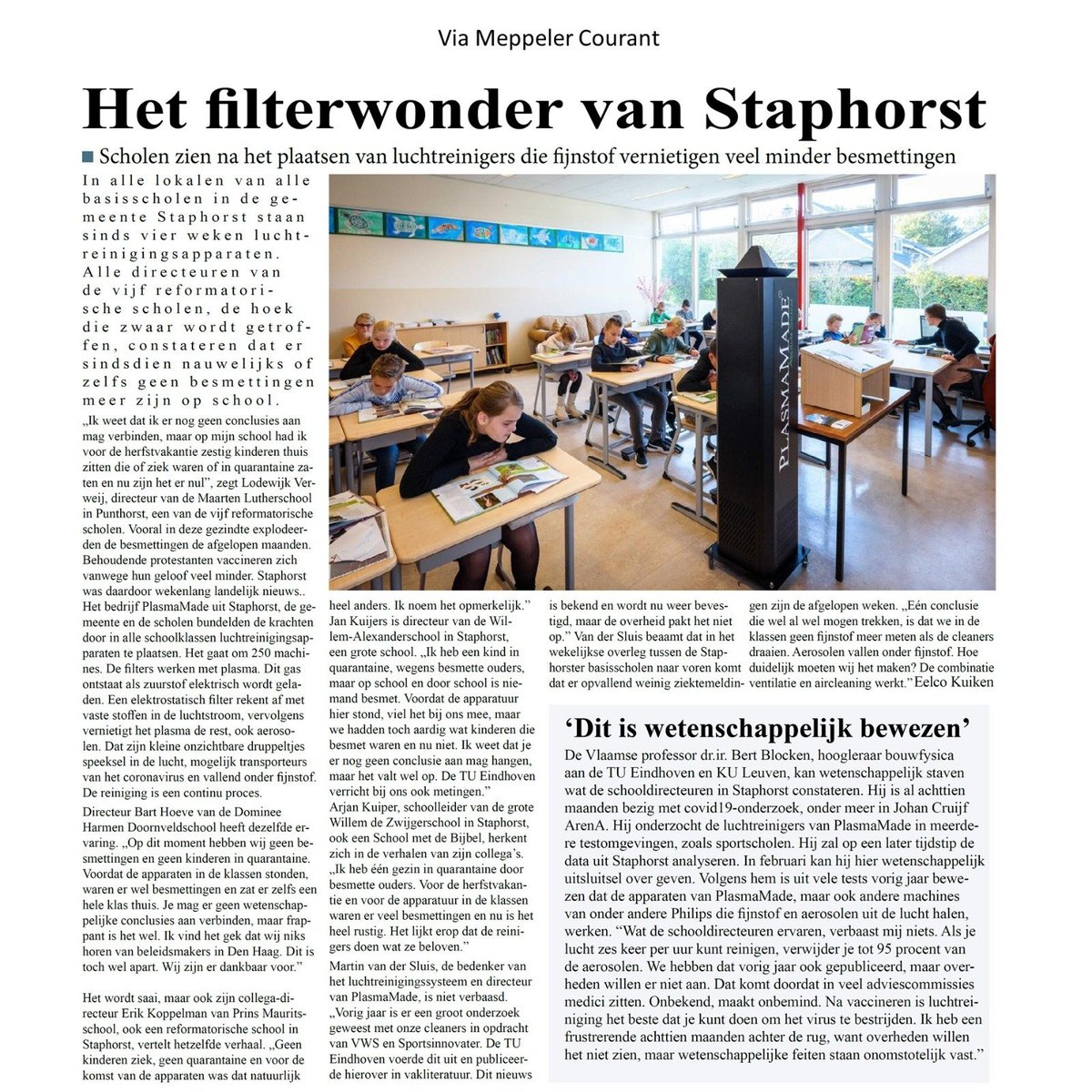 Bij @op1npo zit de producent van de luchtreinigers die op Staphorstse scholen goed werken (zie artikel).

Vd Brink: 'RIVM noemt het schijnveiligheid'.
Martin vd Sluis (Plasmamade): 'Ja dat zeiden ze van mondkapjes ook, maar daarvan is ook bewezen dat ze goed werken'

HAHAHAHA 💣