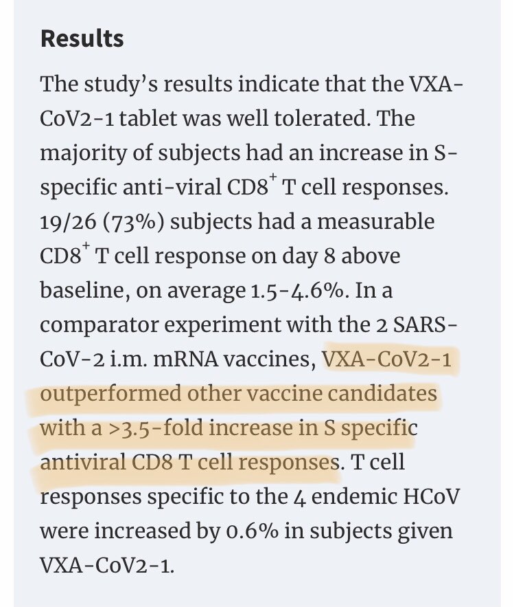 DrReynoldsChi's tweet photo. Exciting news out of Oxford’s Open Forum on Infectious Diseases:

Vaxart’s oral vaccine produced 250% more CD8 T-Cells than the current mRNA-based vaccines. This is incredibly important for lasting, durable immunity against new variants like Omicron. 

https://t.co/nzymRVqs1u https://t.co/phuGpzJspl