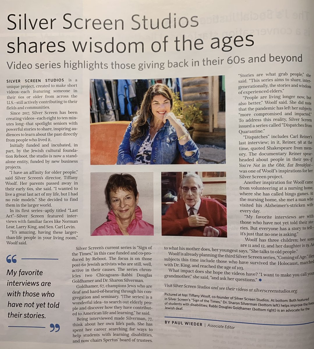 reboot's tweet photo. Great write up in the December Jewish Chicago: @JUFChicago  - about @SlvrScnStudios new series 'Sign of the Times'. Congrats to Silver Screen Studios Founders @tiffanywoolfpr  &amp; @noamdromi on the launching of this new series! #socialjustice #rolemodels https://t.co/gNKNnNosuu https://t.co/RoNriG98qc