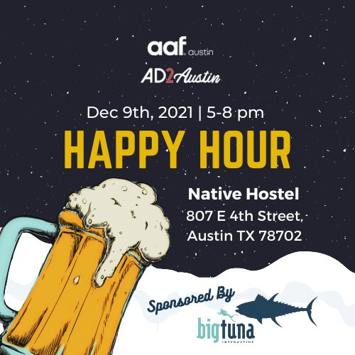 ad2austin's tweet photo. Your reservation is ready,
for the December Happy Hour at Native Hostel!

Join us and AAF Austin for cocktails, connections and great conversation when you RSVP for free at: https://t.co/lDEezZpUJm https://t.co/u76jUrHZ9e
