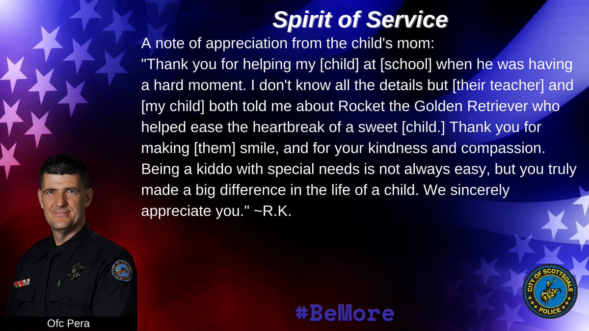 #SpiritofService #BeMore #ScottsdalePD #scottsdale #SPD #SUSD #scottsdaleunifiedsd #joinSPD #heartofservice #kindness #respectpost #SPDRocket #crisiscanines