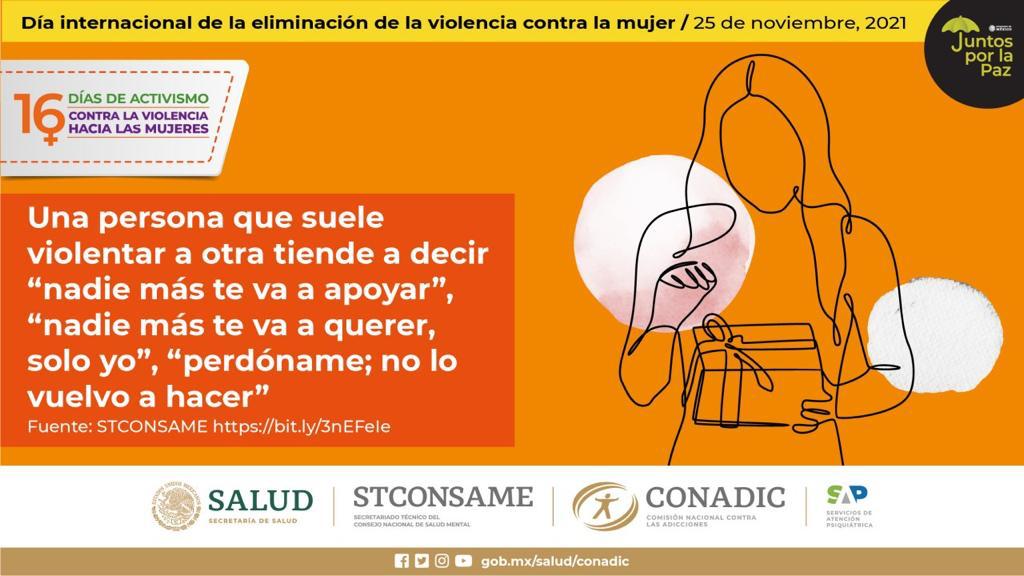 SSalud_mx's tweet photo. Por una vida libre de violencia contra las #Niñas y las #Mujeres. 

#16Días de activismo contra la violencia hacia las mujeres. 

Conoce más en @inmujeres y @CONAVIM_MX.

#16DíasParaTransformar #MéxicoSinViolencia https://t.co/7Knjn6BOAt