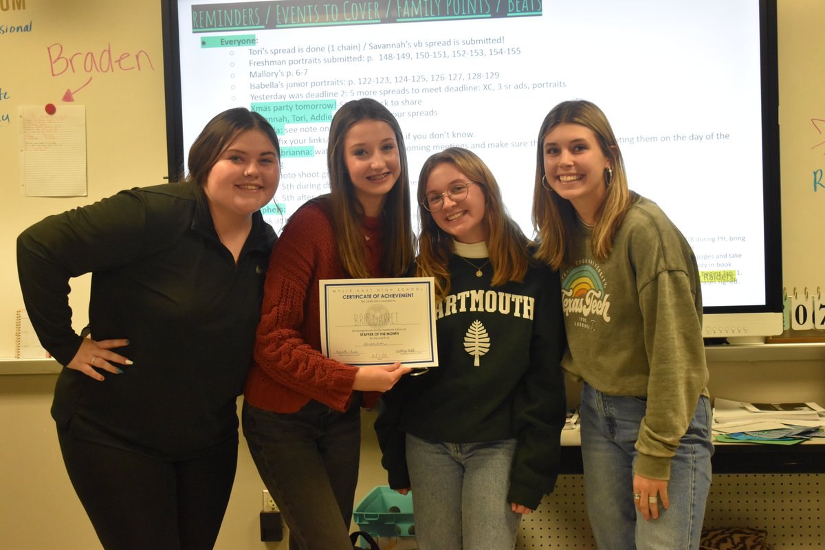 Congrats to Brie for being selected as the November 2021 Yearbook Staffer of the month!