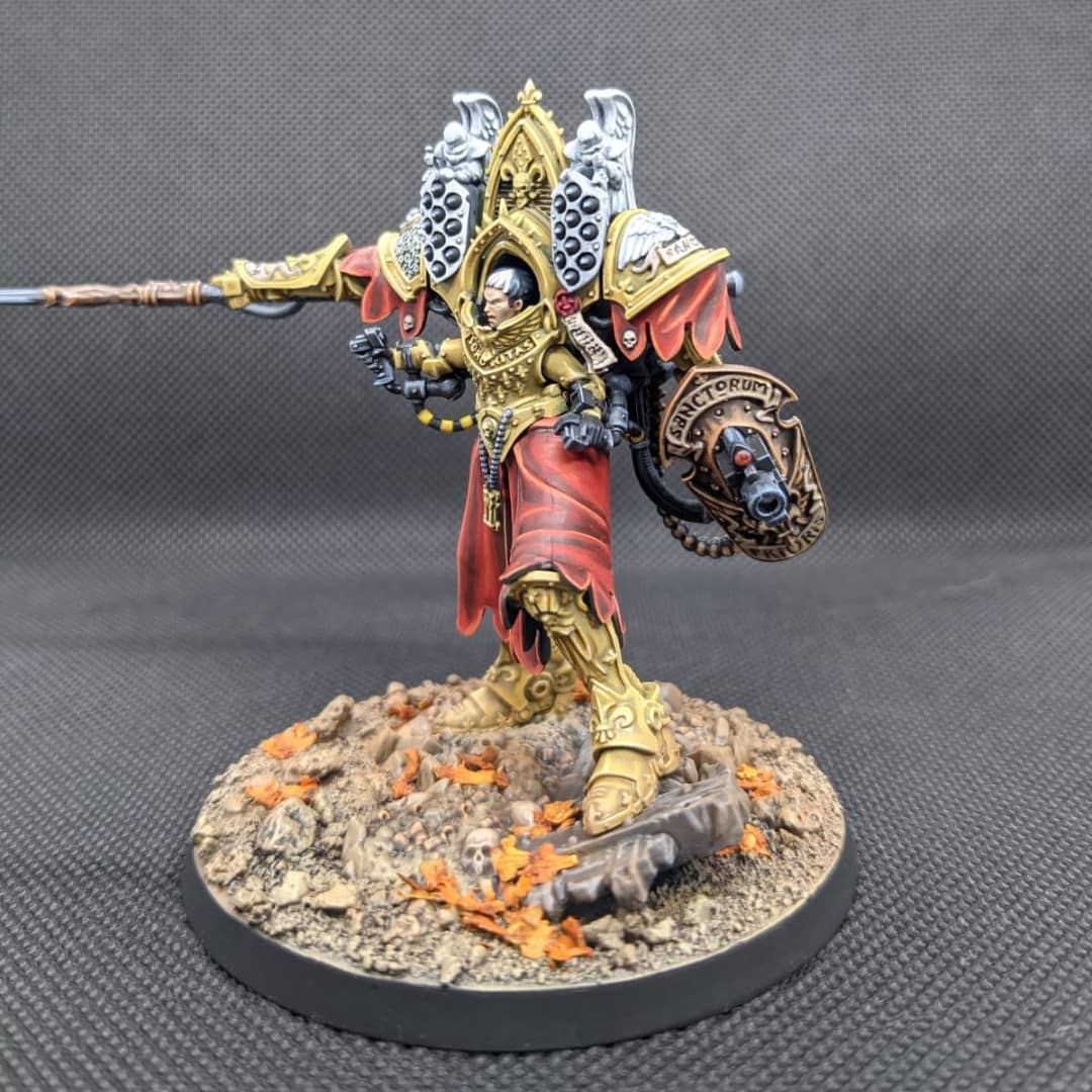 GuRi40k's tweet photo. Here is my version of Morvenn Vahl.
I tried NMM painting for the first time on this miniature. It needs some improvement but I'm pretty happy with the result. 

#WarhammerCommunity #paintingwarhammer #warhammer40k #wepaintminis #sisterofbattle #adeptasororitas
#warmongers https://t.co/Q8Jc4EfPfm