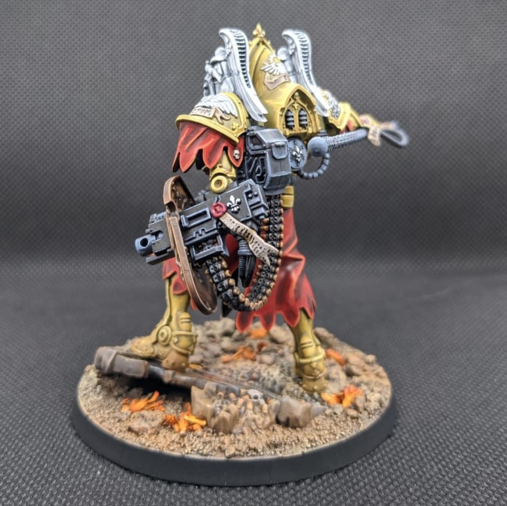 GuRi40k's tweet photo. Here is my version of Morvenn Vahl.
I tried NMM painting for the first time on this miniature. It needs some improvement but I'm pretty happy with the result. 

#WarhammerCommunity #paintingwarhammer #warhammer40k #wepaintminis #sisterofbattle #adeptasororitas
#warmongers https://t.co/Q8Jc4EfPfm