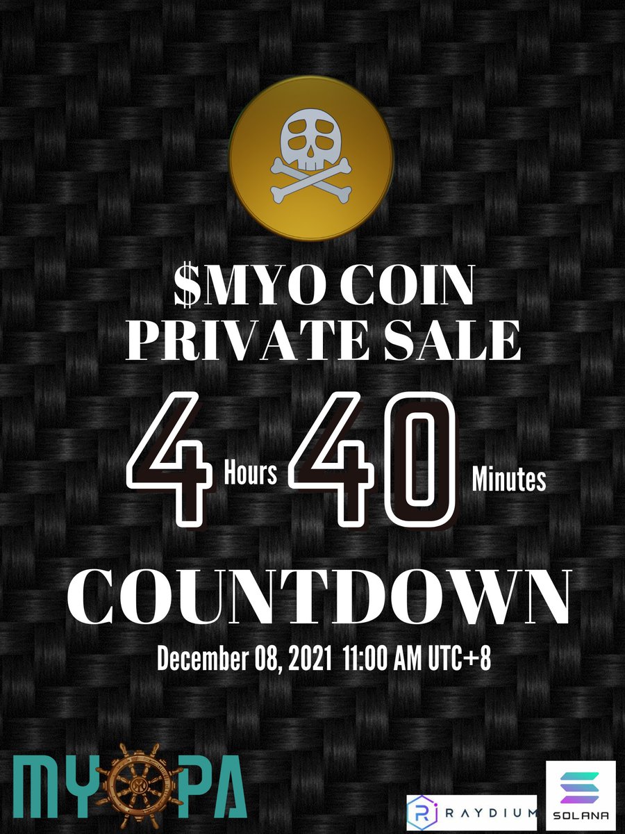 myopanft's tweet photo. Ahoy! Myo coin will be released for the second time around today. Set your alarms now !❤

December 8, 2021  11:00 AM UTC+8

Join our discord to get whitelisted now! https://t.co/ullWYHLb6b

Website: https://t.co/C42RgYT5iN

#presale  #Myocoin #solana #NFTgame #Play2earn #Myopa https://t.co/mxNEolp8ae