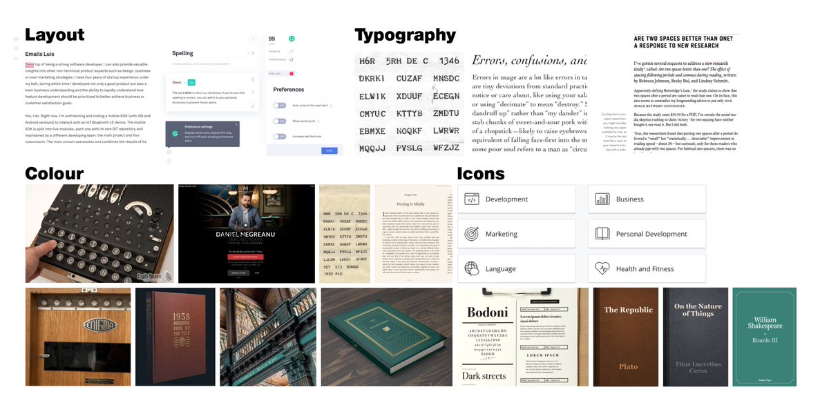 lektor_app's tweet photo. @eramne2 It looks good, but I'm not getting a 'playful' vibe, I've got to admit. 😬 (And is playful the right vibe for your app? Just playing devil's advocate) I suggest you create a mood board first to capture the feel you're picturing in your head. Here's the one I created for me: https://t.co/MkkSsRT2Nh