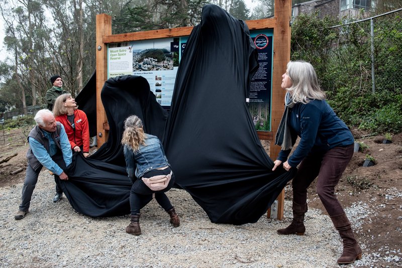 abbyesque's tweet photo. Who wants to join me at Mount Sutro for a hike on the newest @ridgetrail connection in SF next weekend? Thanks @SutroStewards and @myrnamelgar for joining @UCSF in appreciating this urban oasis by planting some native plants and unveiling the new trailhead #UCSFLovesMountSutro https://t.co/8xnfjFq18L
