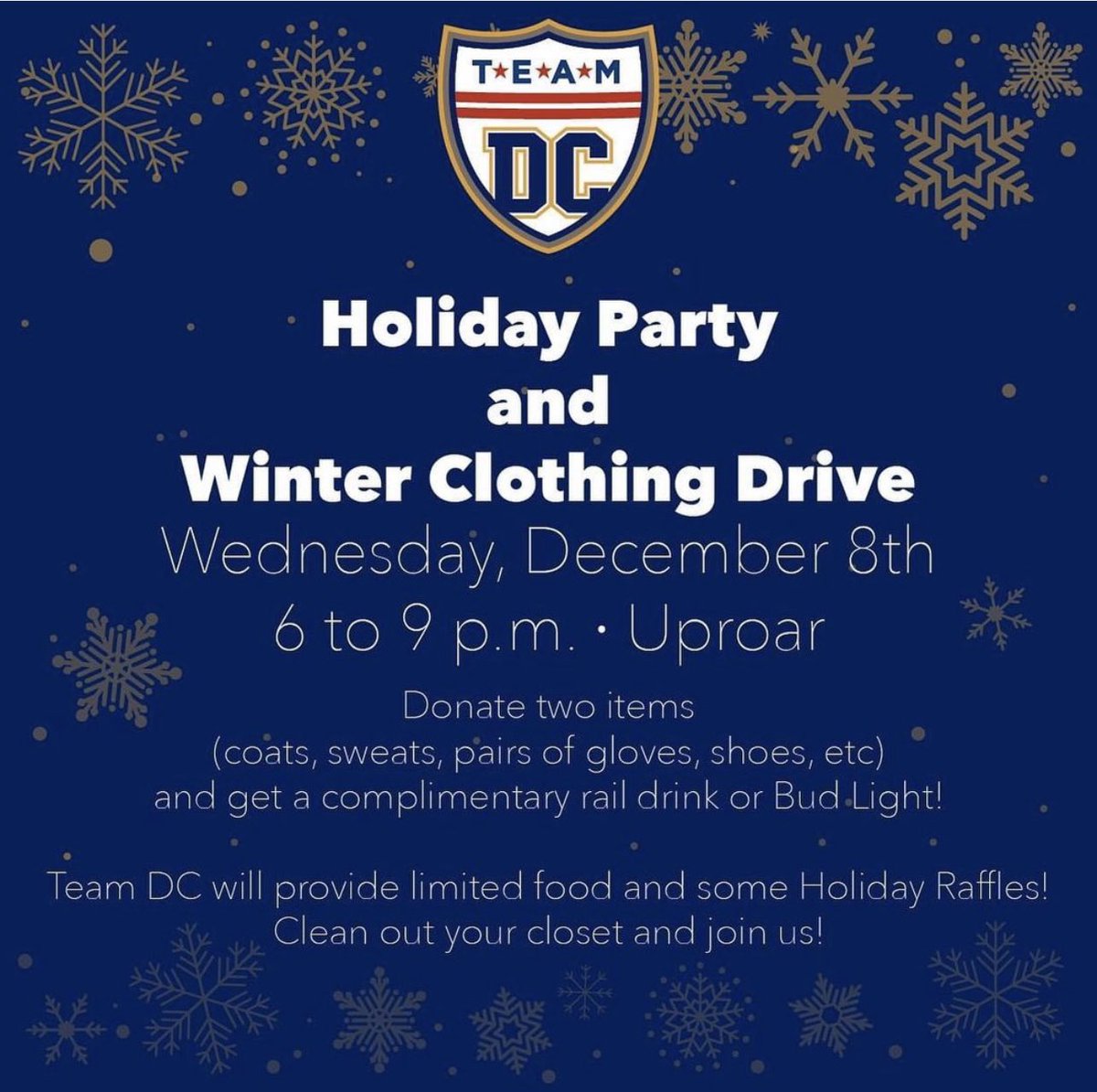 TeamDCSports's tweet photo. Join us Wednesday night for our #HolidayParty and #ClothingDrive. 🎅 Open to everyone currently playing or interested in #LGBTQ sports, and friends. 💋 https://t.co/xDPrVEwQ5t