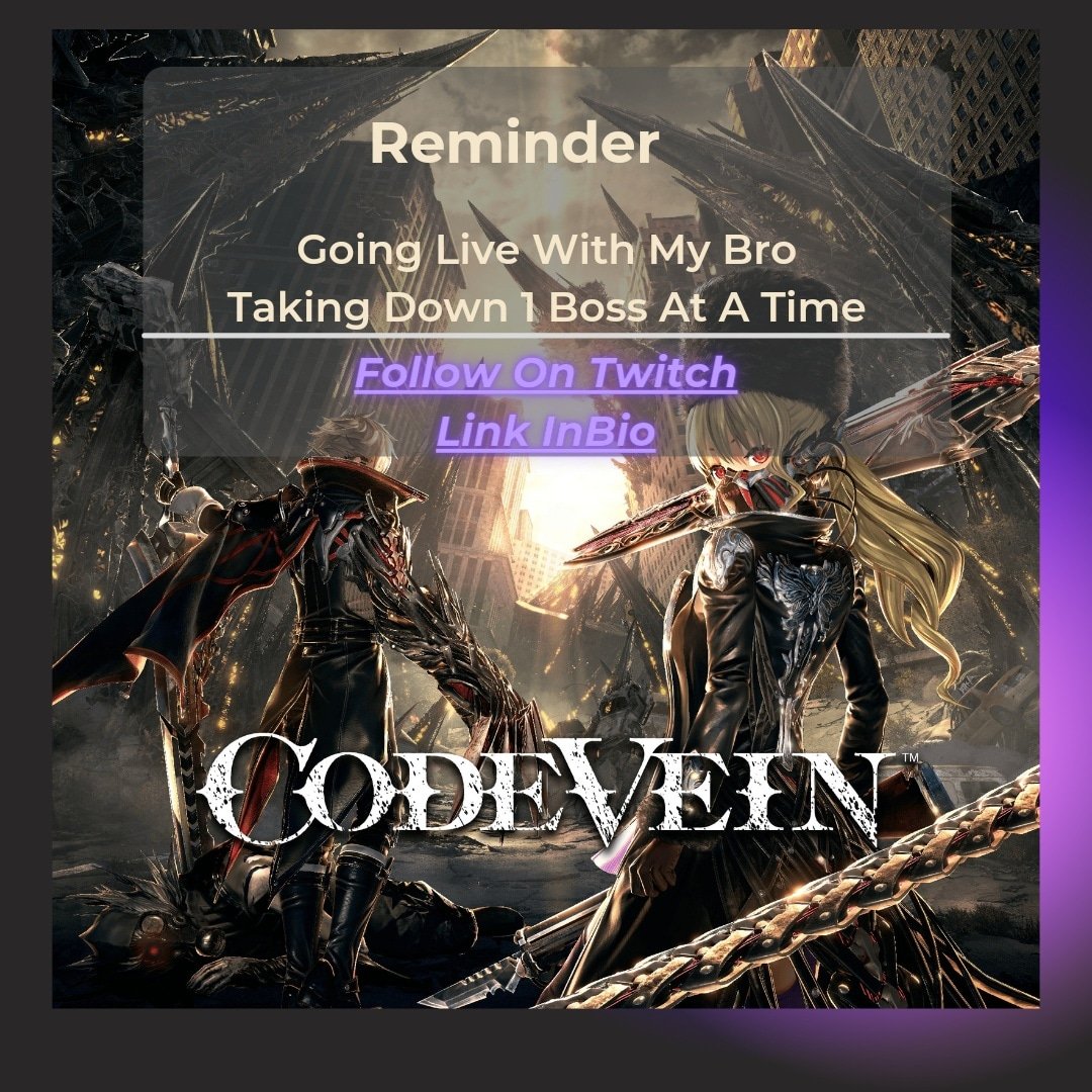 ruesafer's tweet photo. Going live on #twitch with my brother to take on the hard DLC bosses of #CodeVein at 8PM MST.
https://t.co/n1yuepsm30
PS. I've never been able to take any of them down
-
-
#twitchstreaming #TwitchAffilate #Ruesafe #Little_Shadowlings https://t.co/kdjDQsHQ6E