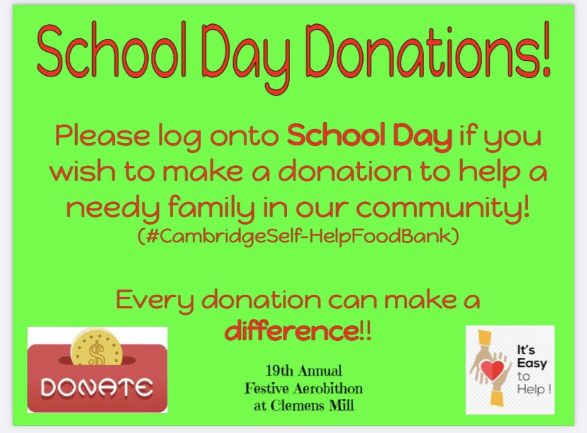 dpapalia2's tweet photo. Hey @clewrdsb Dolphins! The Festive Aerobithon is tomorrow! Don’t forget to dress in ❤️ and 💚! Please consider donating on School Day or sending in a gift card! #makingadifference #wrdsb https://t.co/hvDWROEdTC