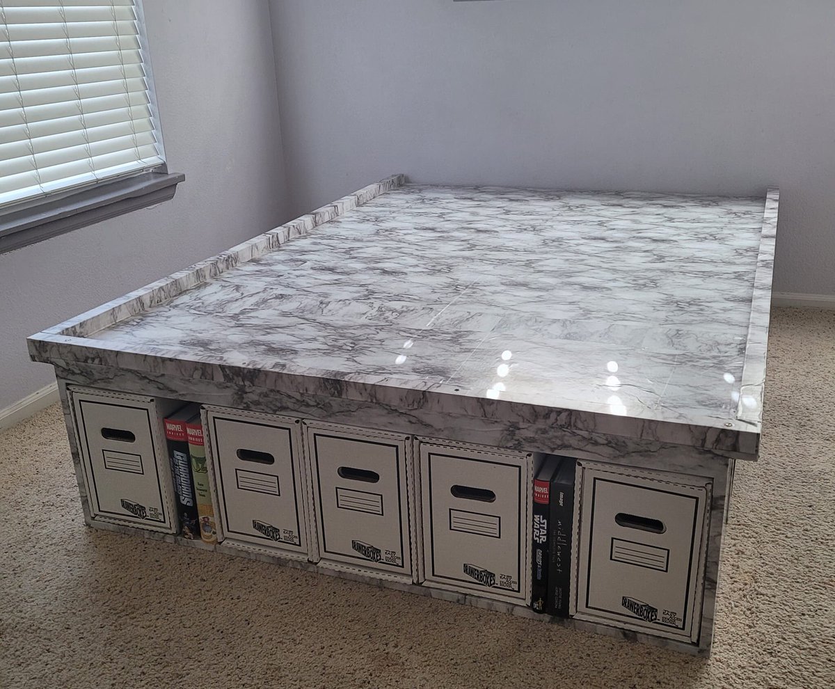DrawerBoxes_'s tweet image. And it’s complete! If you guessed it was a bed you’d be correct! This was a great build done by a friend of ours. What would you build with your #DrawerBoxes? #comics #comicbook #comicbookstore #comicbookboxes #comicbookcollection #comicboxes #comicbookcollector #comicbooks