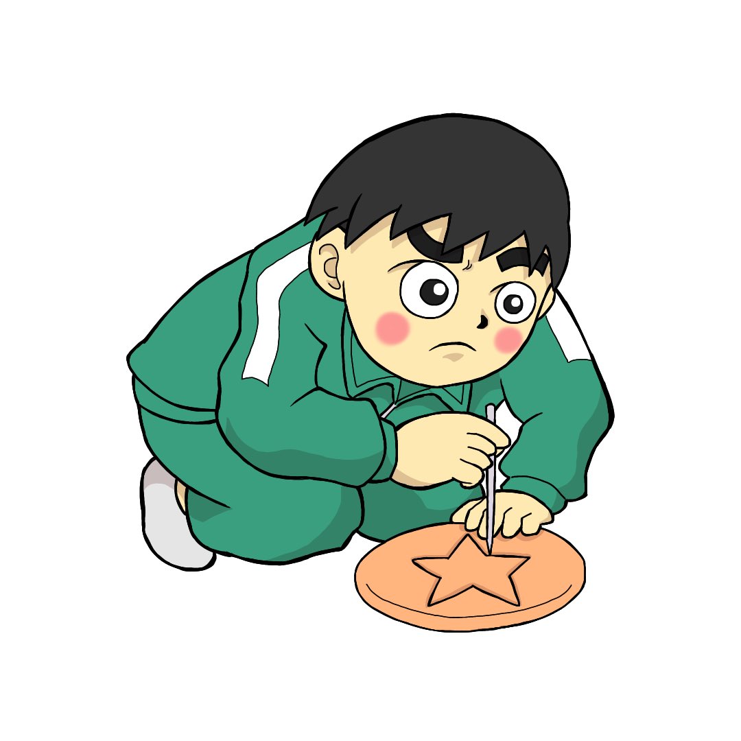 クッチャン パッと明るくなる創作イラスト アニメーション発信する人 Youtube用アニメーションイラスト素材 イカゲーム開催してみました 星型の型抜きムズっ 落書き イラスト イラスト好きさんと繋がりたい 絵描きさんと繋がりたい 創作