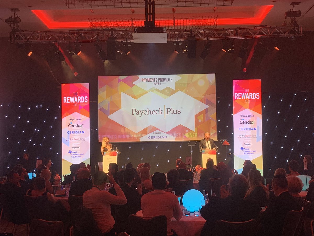 RewardStrategy's tweet photo. The Payments Provider Award has been won by @paycheckplus ! Congratulations 🥳 #TheRewards https://t.co/2Bxs6K6sQU