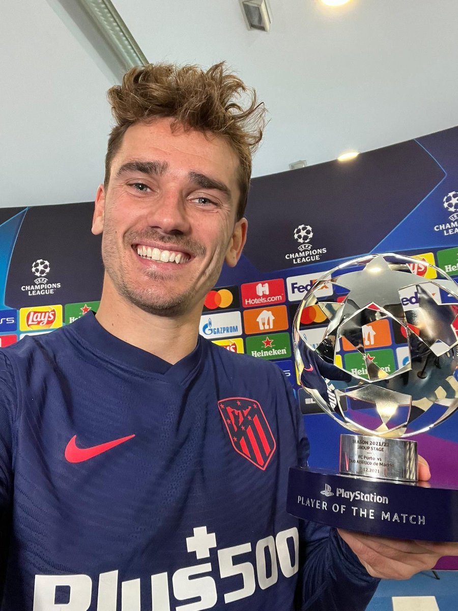 Atleti's tweet photo. 𝙈𝙑𝙋 🏆 @AntoGriezmann  🤩 https://t.co/hUqhoVJxOB