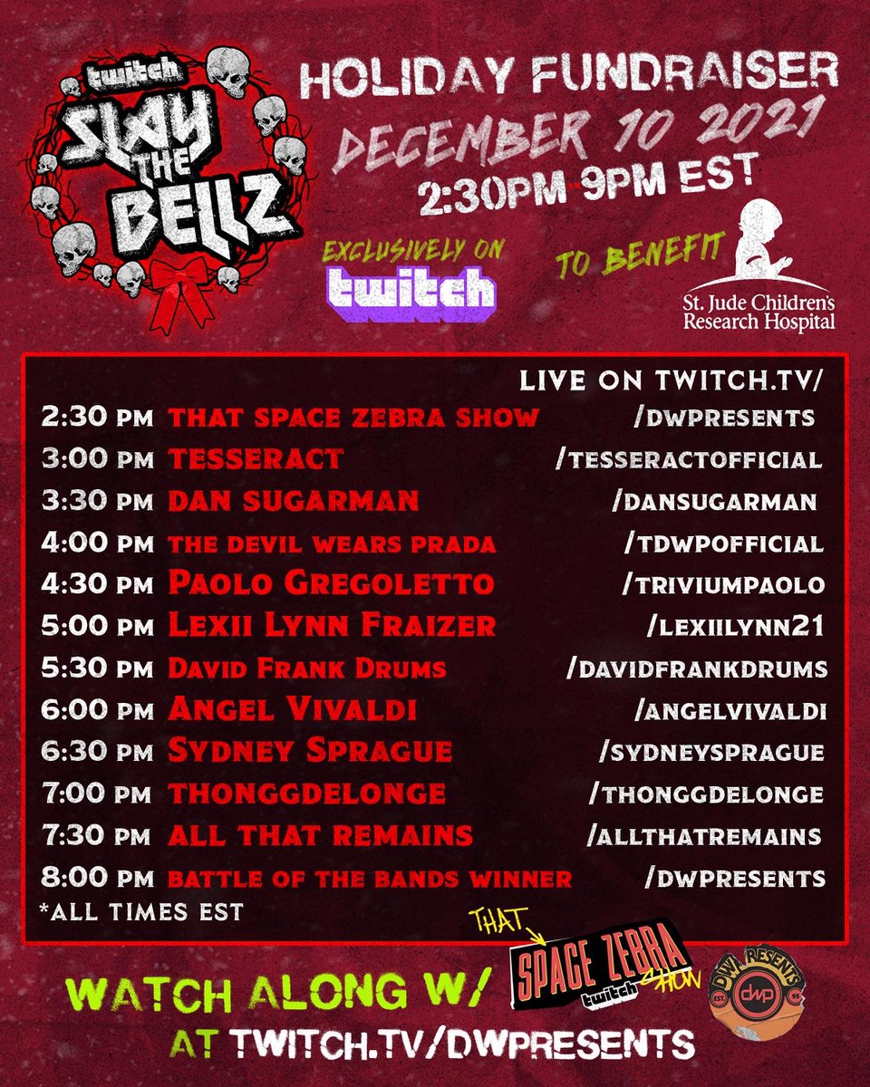 MastoFred's tweet photo. Stoked to raise money for @StJude this Friday! The rock and metal @Twitch community alongside @DannyWimmerPres &amp; #SpaceZebra coming together! https://t.co/yUKq1yO7Y8