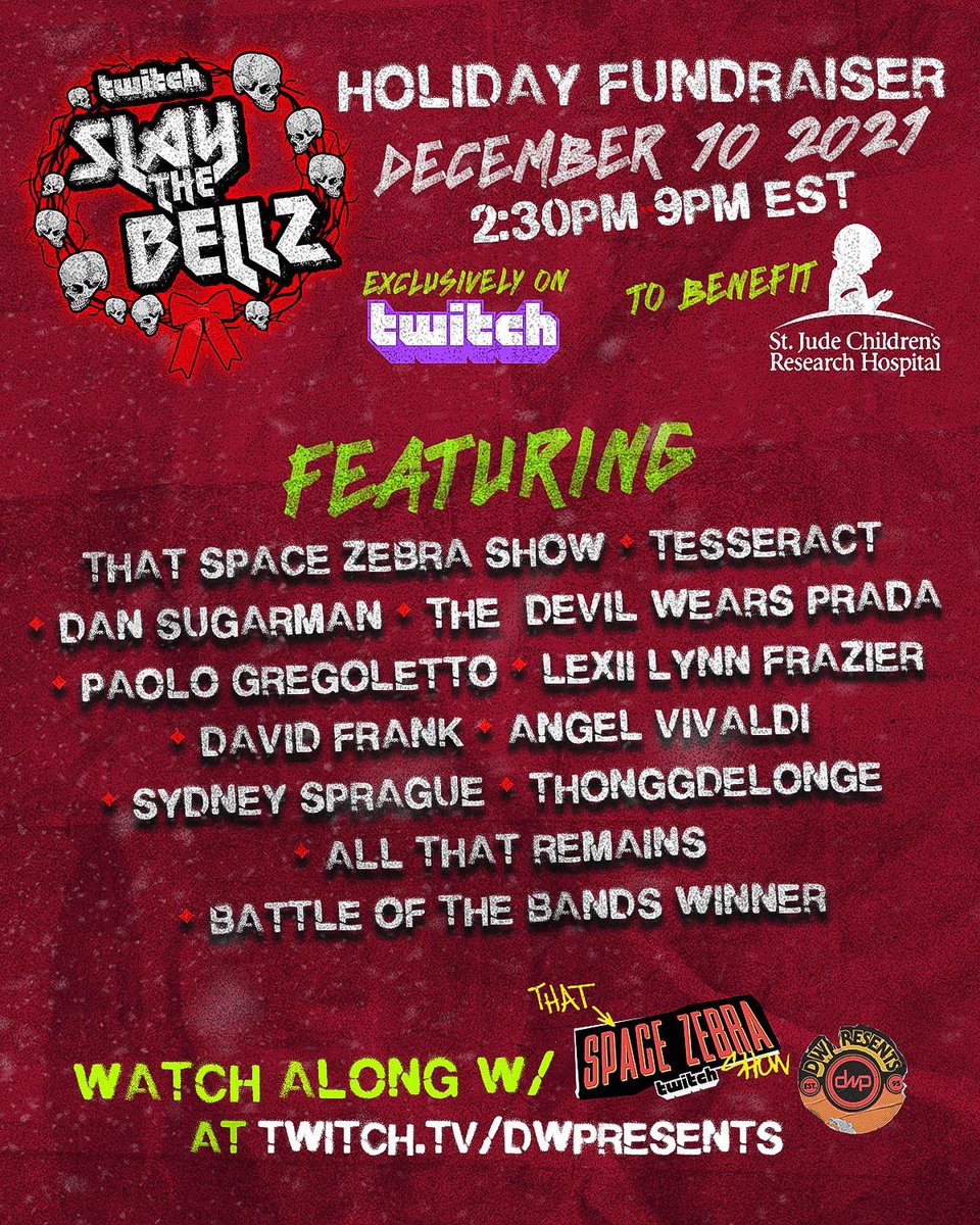 MastoFred's tweet photo. Stoked to raise money for @StJude this Friday! The rock and metal @Twitch community alongside @DannyWimmerPres &amp; #SpaceZebra coming together! https://t.co/yUKq1yO7Y8